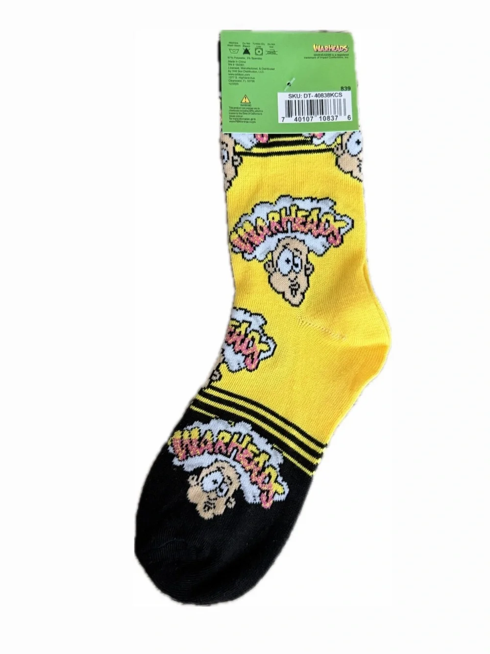 WARHEADS SOUR CANDY KIDS 7-10 CREW SOCKS BRIGHT LOGO FUN PARTY FAVOR GIFT